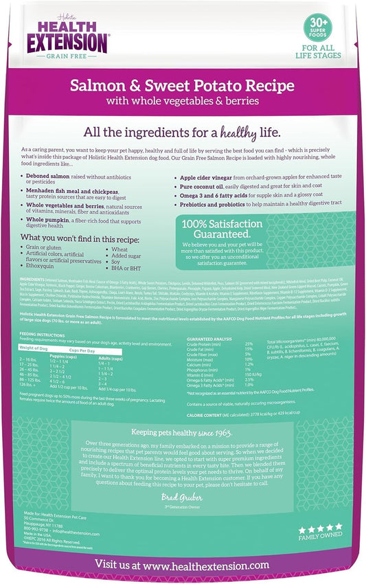 Health Extension Grain Free Salmon & Sweet Potato Dry Dog Food (4 lb / 1.81 kg) - Whole Foods Ingredients Formula with Omega 3 & Antioxidants for All Life Stages Dogs