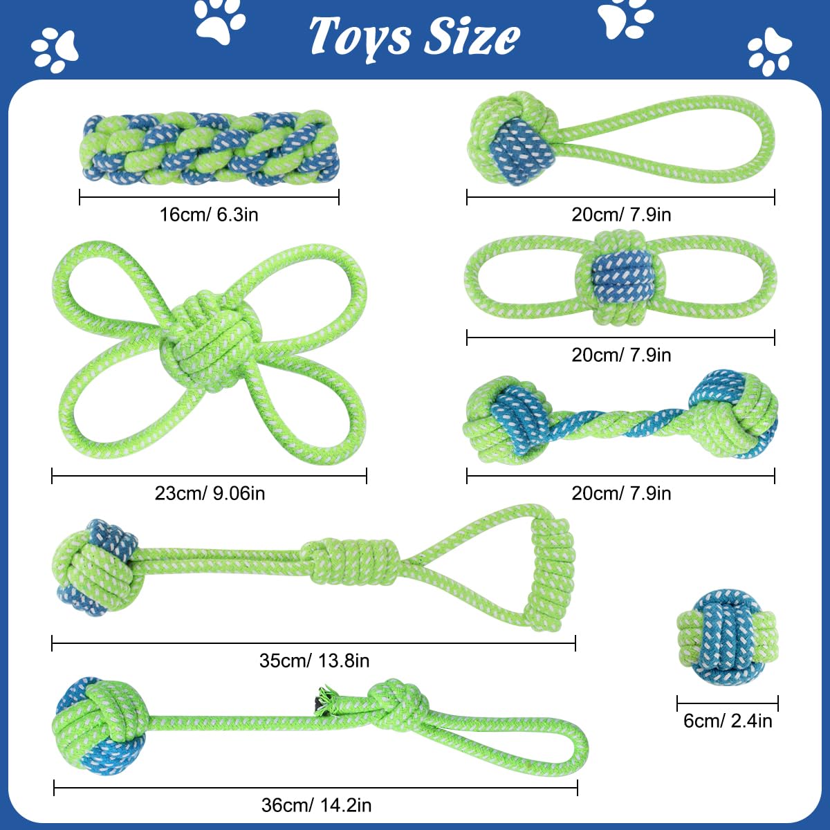 ETACCU 16 Pack Dog Rope Toys for Puppy & Small Dogs ， Puppy Rope Toy for Aggressive Chewers, Indestructible，Keeping Dogs from Being Bored
