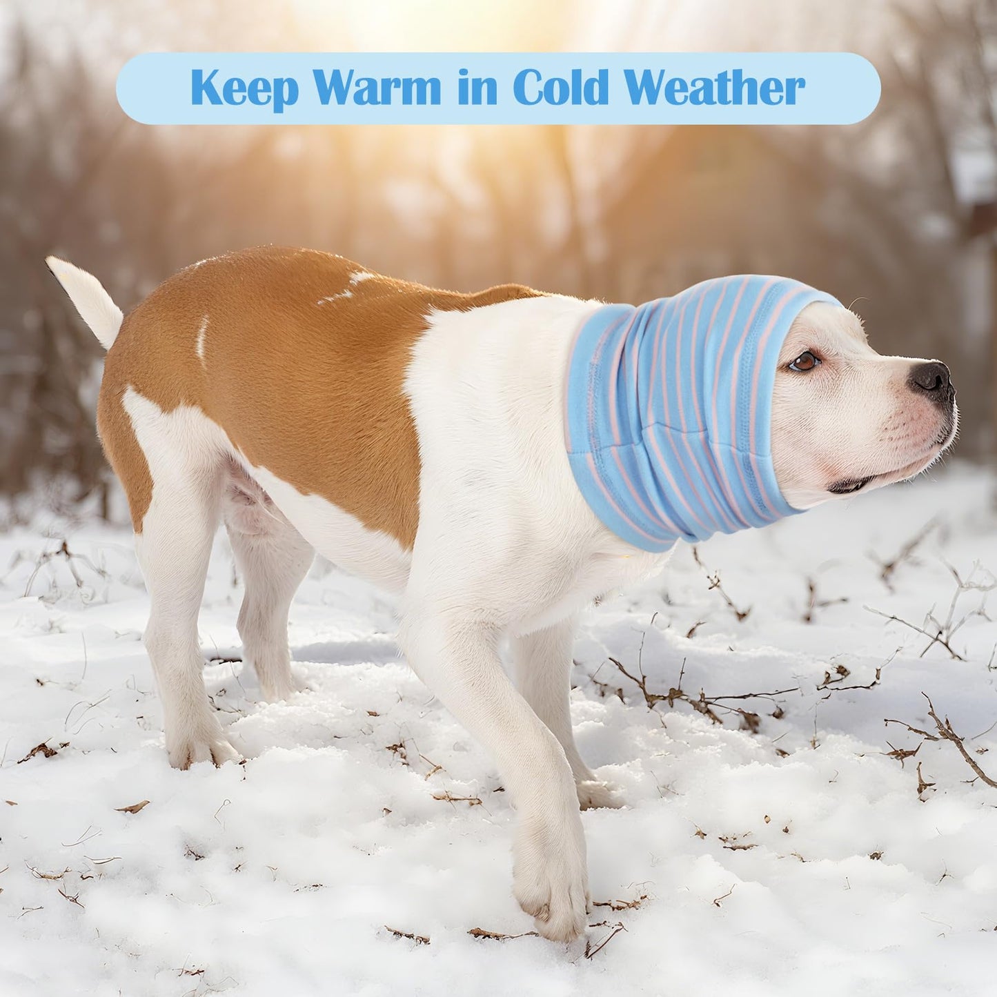 Nanaki Calming Hoodie Dog Grooming Ear Cover Anxiety Relief-No Shake Dog Ear Wrap Hematoma, Striped Head Wrap Snoods for Noise Protection, Bath, Fireworks, Thunderstorm, Blow Drying, Warm-Keeping