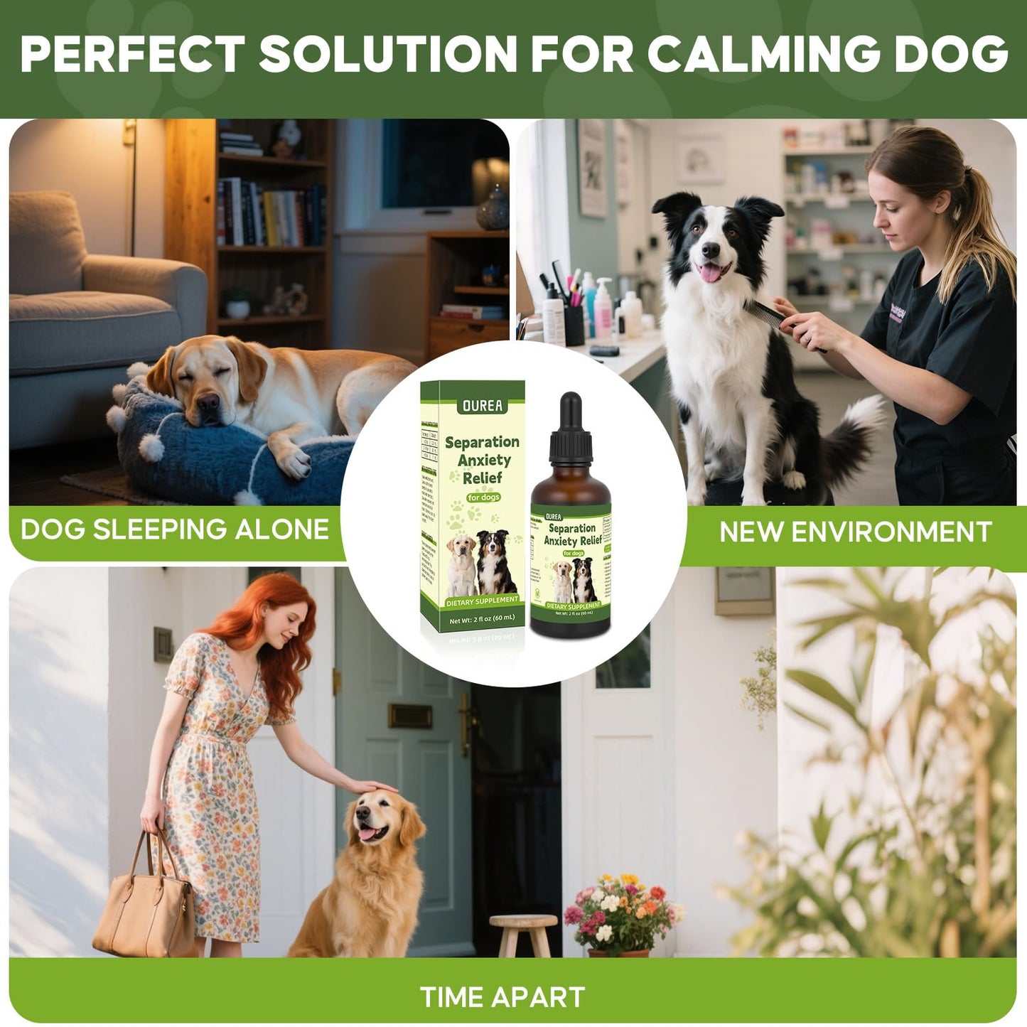 Separation Anxiety Relief for Dogs, Calming Care for Dogs, Helps Relieve Anxiety During Separation, Valerian Root for Anxiety Drops, Easy to Use (2 fl oz)