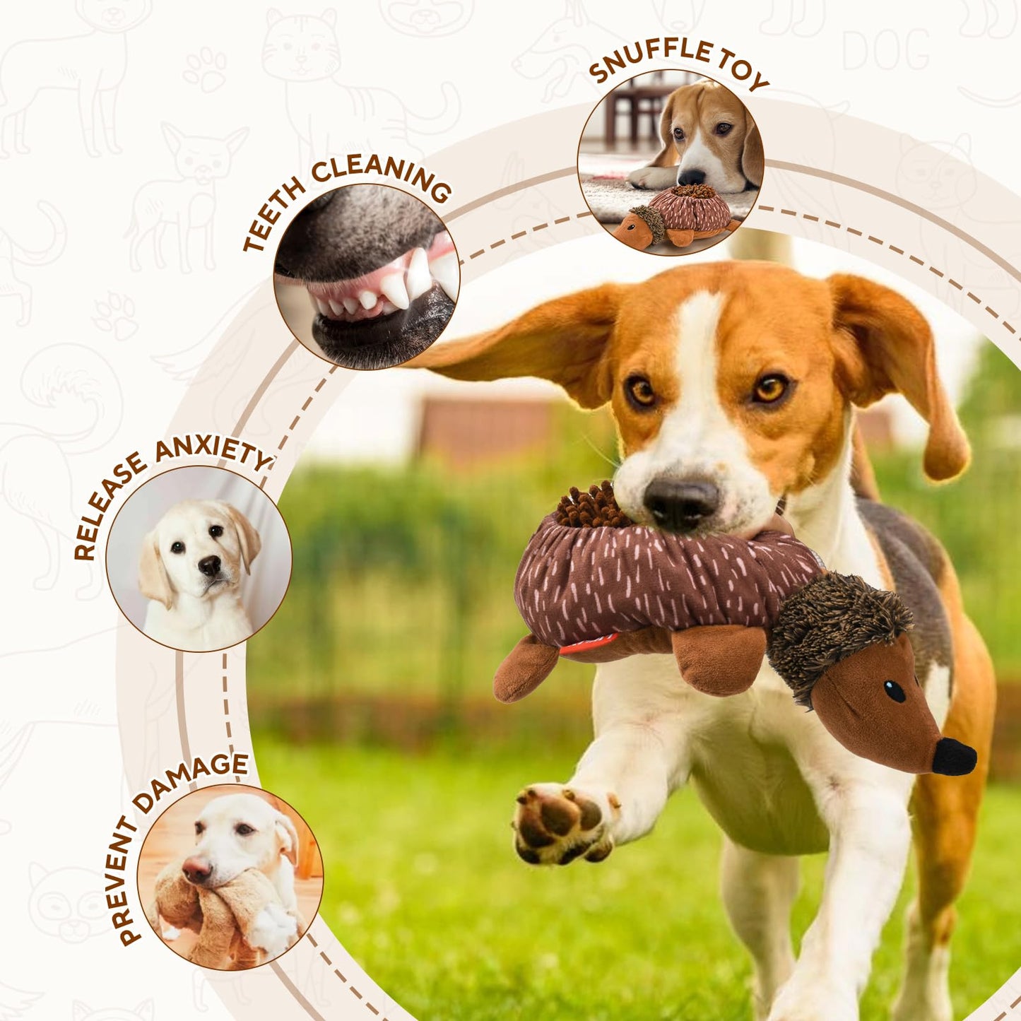 LIFLIX 2 in1 Interactive Hedgehog Dog Toy, Plush Dog Treat Puzzle Toy, Enrichment Toys for Puppy