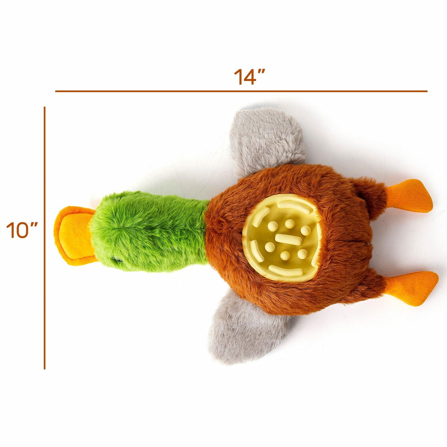 Hollypet Squeaky Plush Stuffed Dog Puzzle Toy with Slow Feeder Bowl, Interactive Chew Toy for Small and Medium Dogs, Wild Duck
