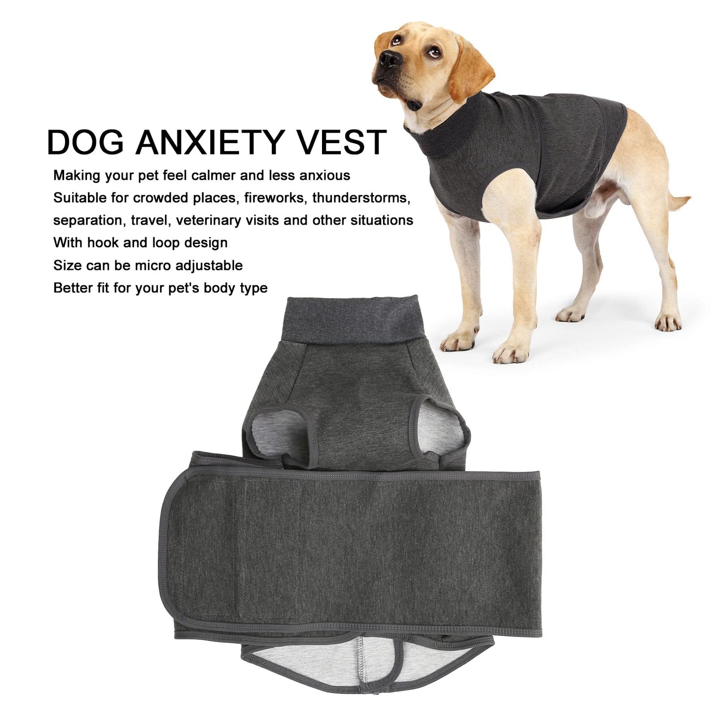 Pssopp Anxiety Coat for Dogs, Keep Calm Breathable Light Weight Wrap Vest with for Best Calming Effect for Dogs (M.)