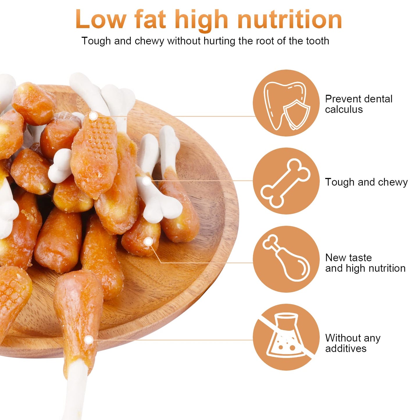 Pawant Chicken Calcium Bone Rawhide Free Dog Treats, Dog Chews Puppy Training Teeth Clean Snacks 0.5lb/227g