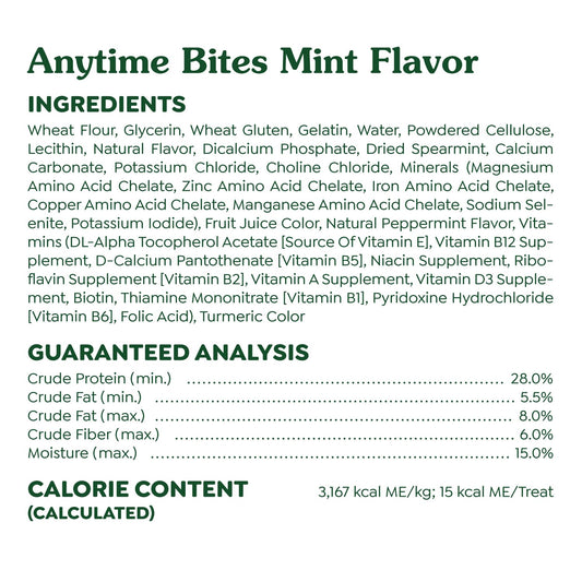 Greenies Anytime Bites Dog Treats, Mint Flavor, 10.3 oz. Bag