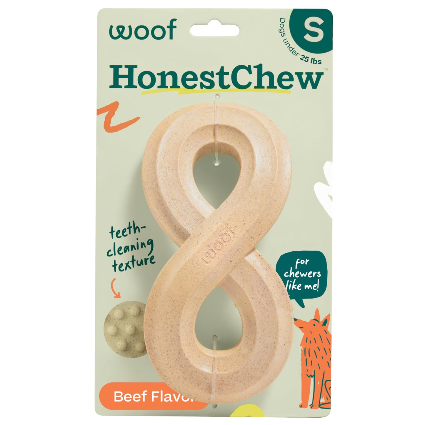 WOOF HonestChew Dog Toy Infinity - Durable Dog Chews - Made with Natural, Plant-Based Ingredients - Splinter-Resistant - Safer Than Dog Bones - Small