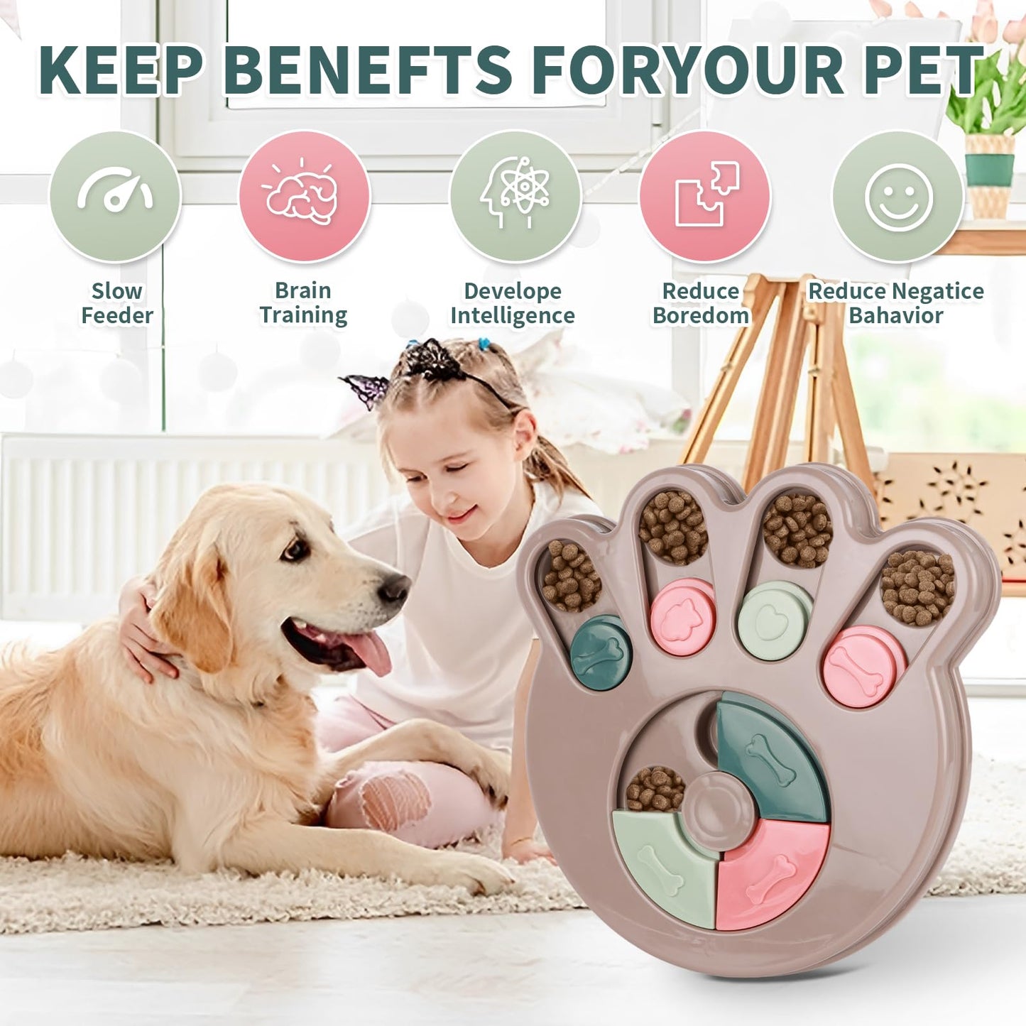 Interactive Dog Puzzle Toy & Slow Feeder Bowl - Puppy Chew Toys for Boredom Relief, Mental Stimulation, Aggressive Chewers,Dog Puzzle Toy