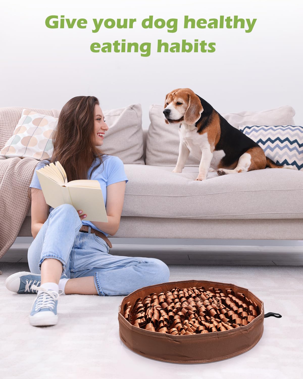 KeeKit Snuffle Mat for Dogs, 25x25 Inch Slow Feeder Mat, Interactive Feeding Game for Small & Medium Dogs - Encourages Natural Foraging, Mental Stimulation - Non-Slip Durable Design for Kibble/Treats