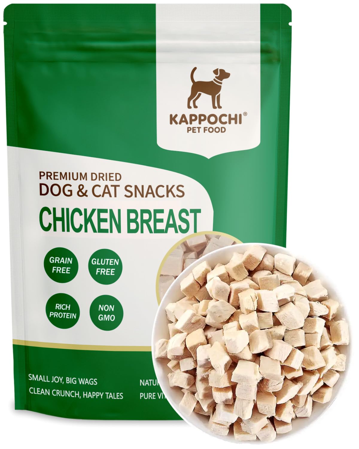 KAPPOCHI Freeze-Dried Chicken Breast Dog Treats, 3.5oz(100.0g), 100% Single Ingredient, Low Fat, High Protein Training Treats, Natural & Raw, No Additives, Grain Free, Gluten Free