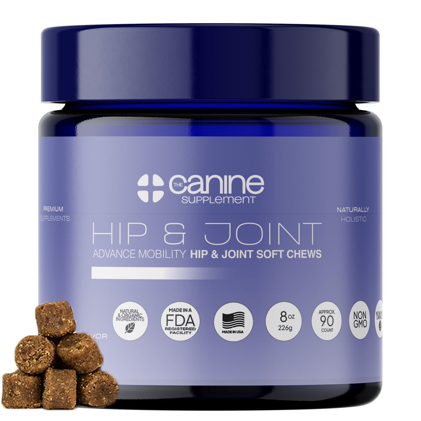 The Canine Supplement – Joint Support for Dogs | Soft Chews with Glucosamine, Chondroitin, MSM & Turmeric | Helps Mobility, Flexibility & Pain Relief | Roasted Peanut Flavor, 90 Count