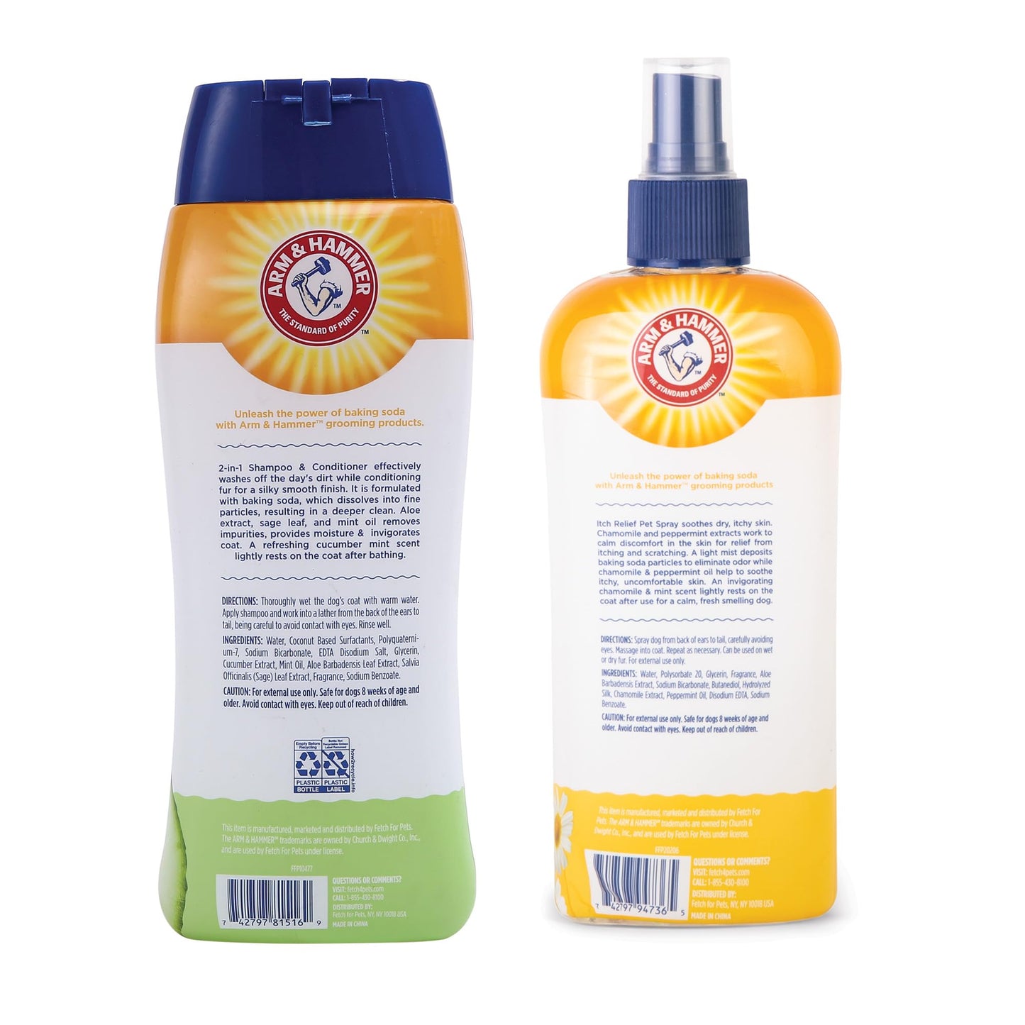 Arm & Hammer 2-in-1 Dog Shampoo & Conditioner and Itch Relief Spray Bundle | Cucumber Mint & Chamomile Peppermint Scents | Dog Grooming and Itchy Skin Care, 20 oz + 8 oz