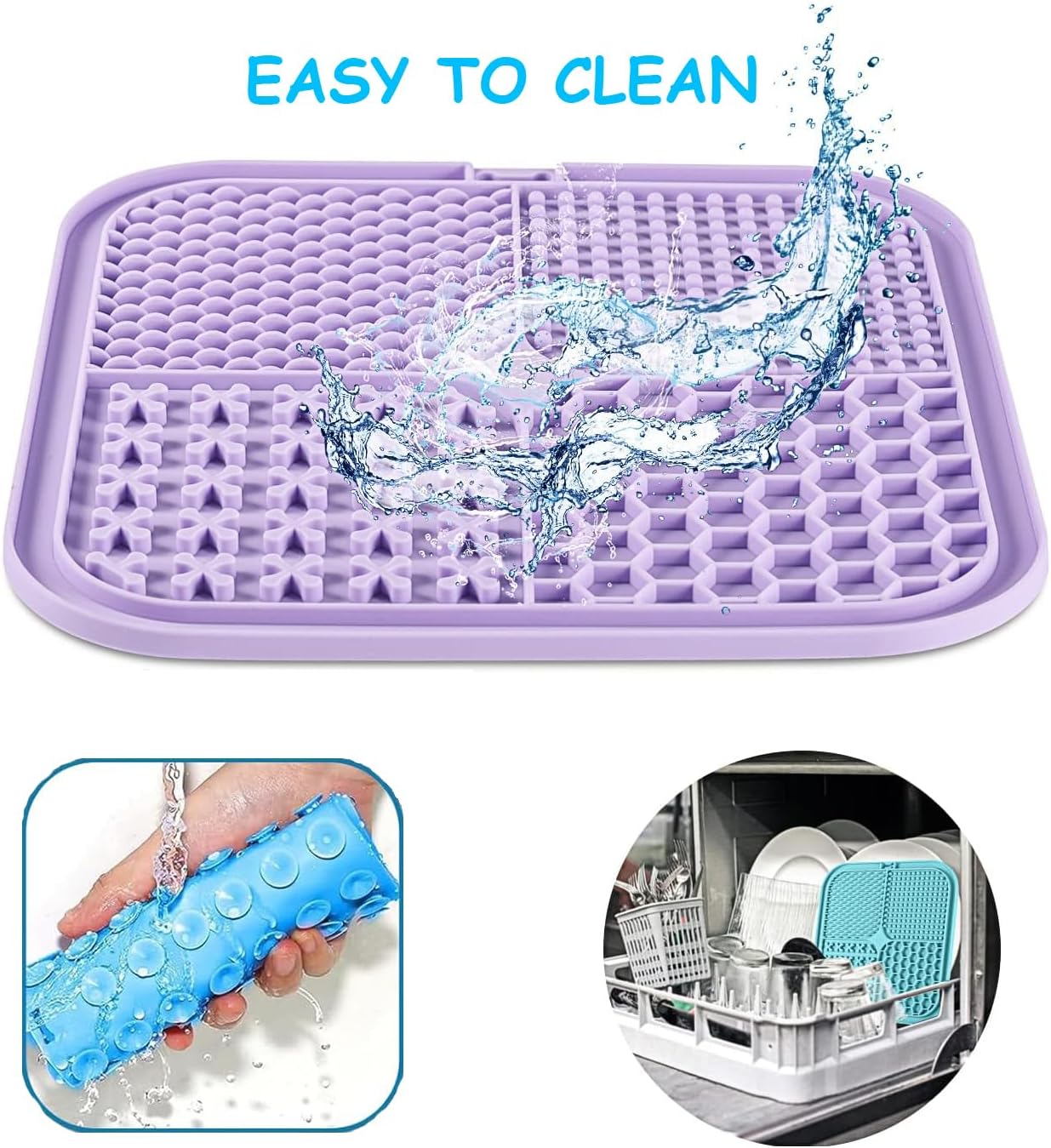 AUSINCERE Lick Mat for Dogs and Cats, 7.9inch Licking Pad with Suction Cups, Slow Feeder Pet Bowls for Training and Bathing Grooming Large 4Pack