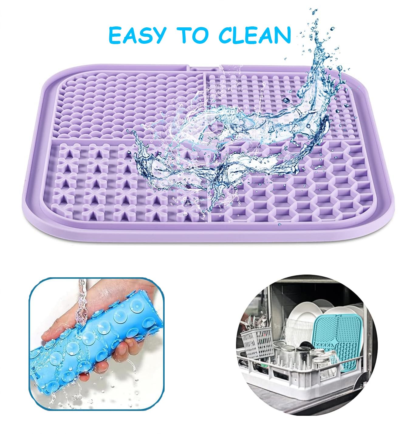 AUSINCERE Lick Mat for Dogs and Cats, 7.9inch Licking Pad with Suction Cups, Slow Feeder Pet Bowls for Training and Bathing Grooming Large 4Pack