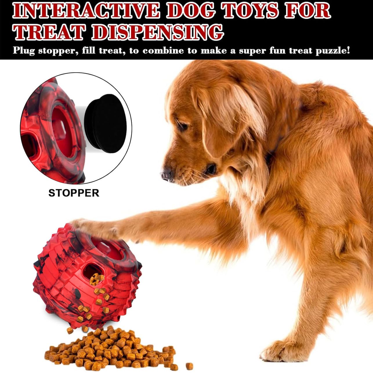 XHX Long-Lasting Interactive Dog Toy to Keep Your Pup Distracted - Safe for Dogs - Low-Mess Design - Dog Toys for Small Dogs 10-25 lbs(Small, Red and Black)