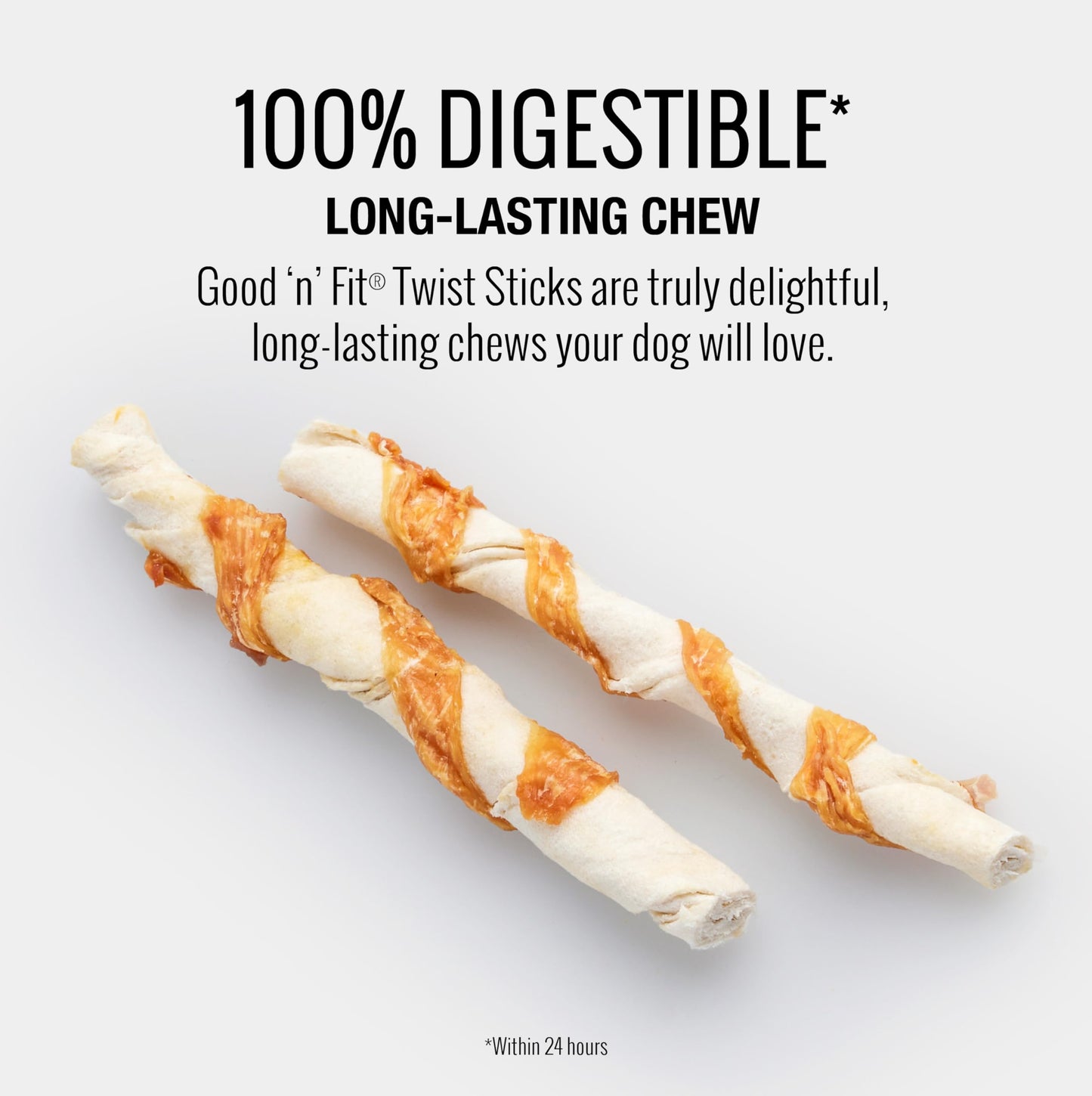 Good 'n' Fit Twist Sticks Made with Real Lamb, 15 Count, Treat Your Dog to Long-Lasting and Highly Digestible Rawhide Chews