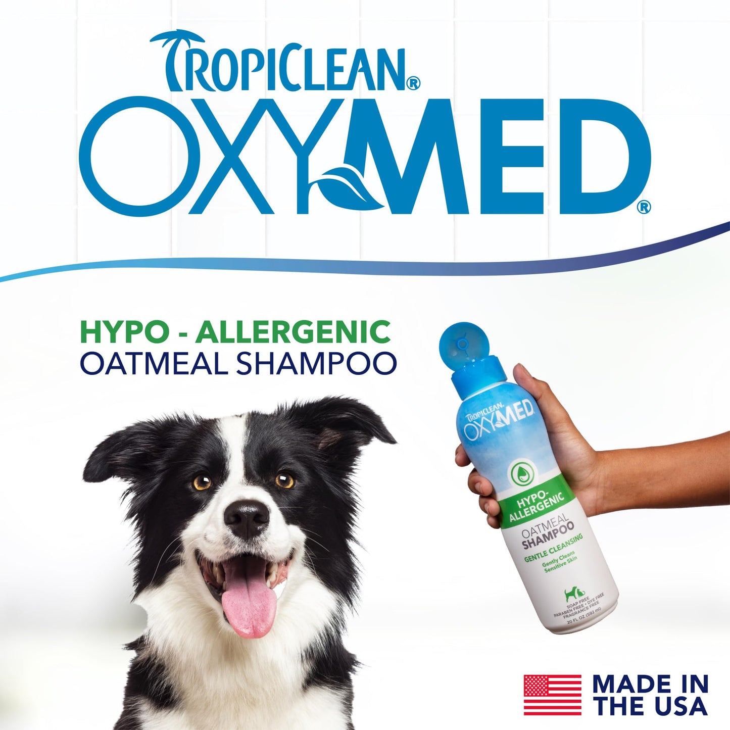 TropiClean OxyMed Hypoallergenic Dog Shampoo for Allergies and Itching, Skin Soothing Shampoo for Pets with Sensitive Skin, Tearless, Cat Safe, 1 Gallon