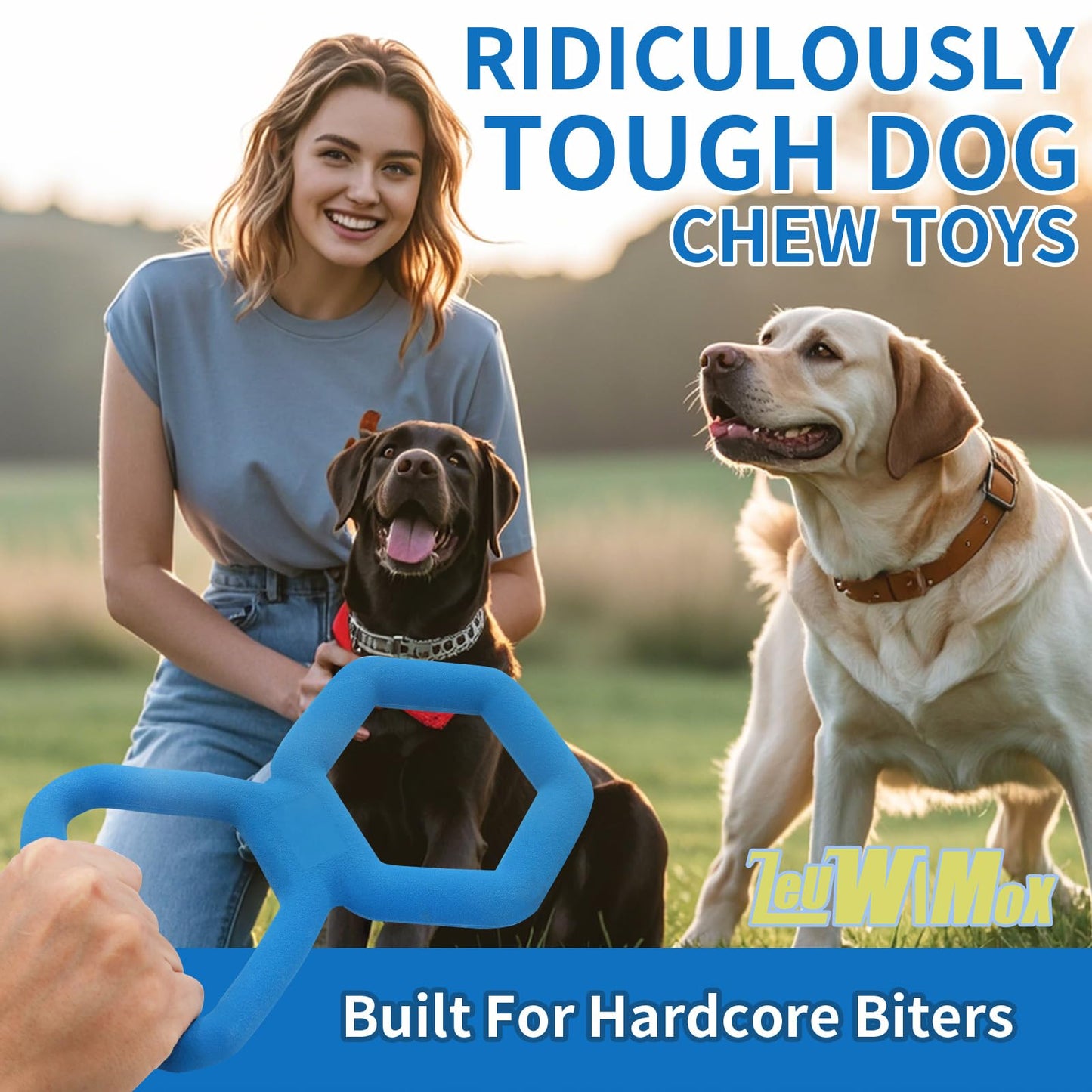 LeuwiMox Rubber Tug of War Dog Toy,Interactive Toy,Rubber Dog Toy for Aggressive Chewers,Suitable for Large and Medium-Sized Dogs,Blue Single Piece Packaging,Indoor and Outdoor Universal