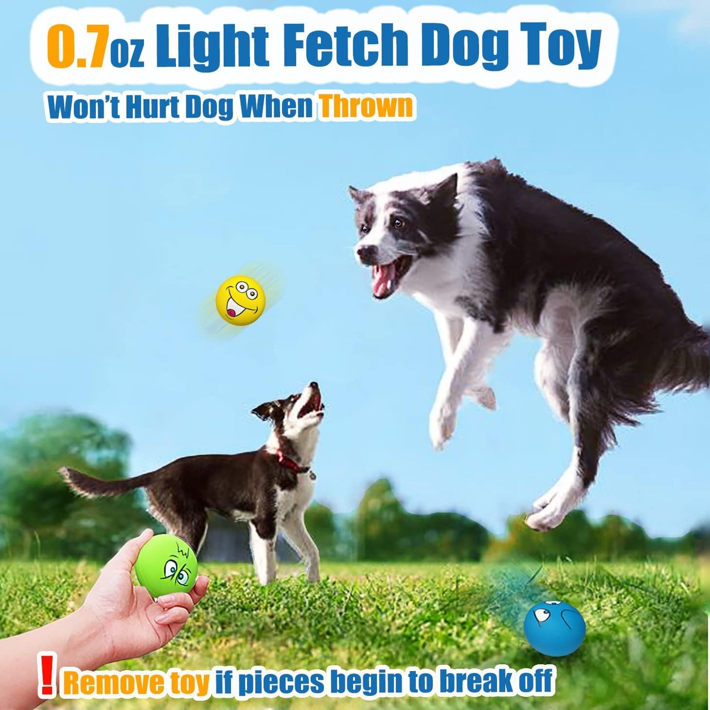 HOLYSTEED Latex Dog Squeaky Toys Rubber Soft Dog Toys Chewing Squeaky Toy Fetch Play Balls Toy for Puppy Small Pets 6pcs for Mini, Small Breeds, 2.28"*2.28"*1.30"
