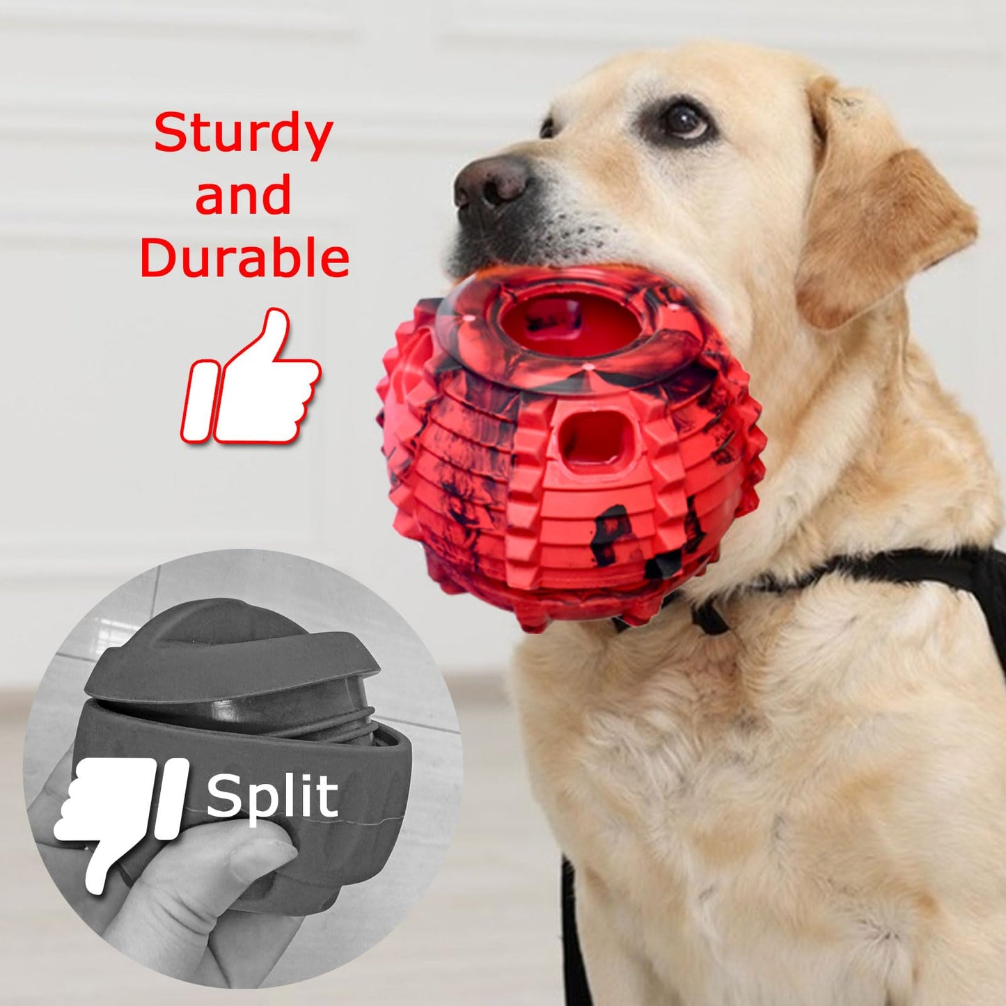 XHX Long-Lasting Interactive Dog Toy to Keep Your Pup Distracted - Safe for Dogs - Low-Mess Design - Dog Toys for Small Dogs 10-25 lbs(Small, Red and Black)