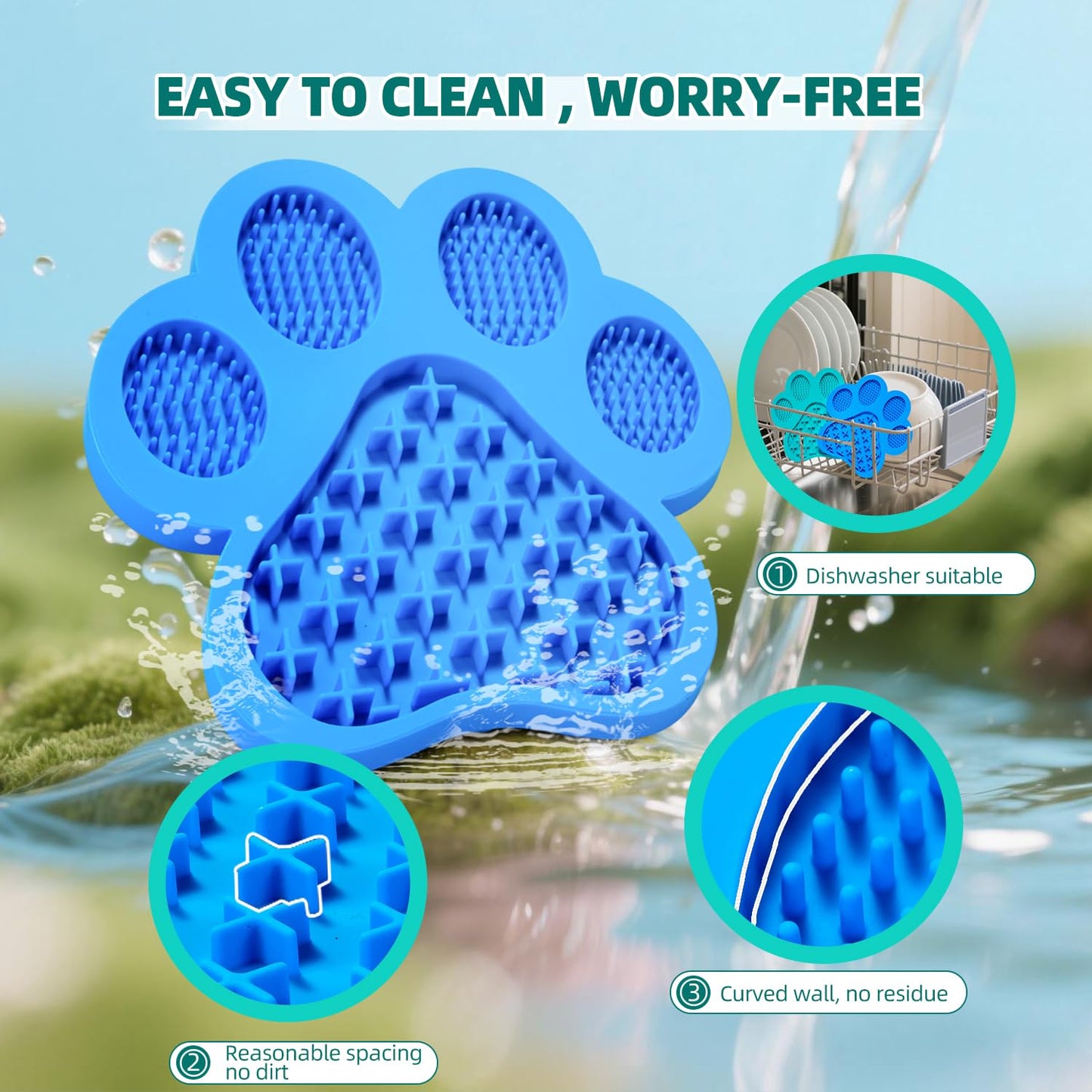 Lick Pad for Dogs Non-Slip Strong Suction Cup Fixed Soothing Toys Pet Grooming Bath Soothing Toys Anti-Anxiety Distraction Reusable Reusable Treats Can be Applied Pet Stress Relief Toys Easy to Clean