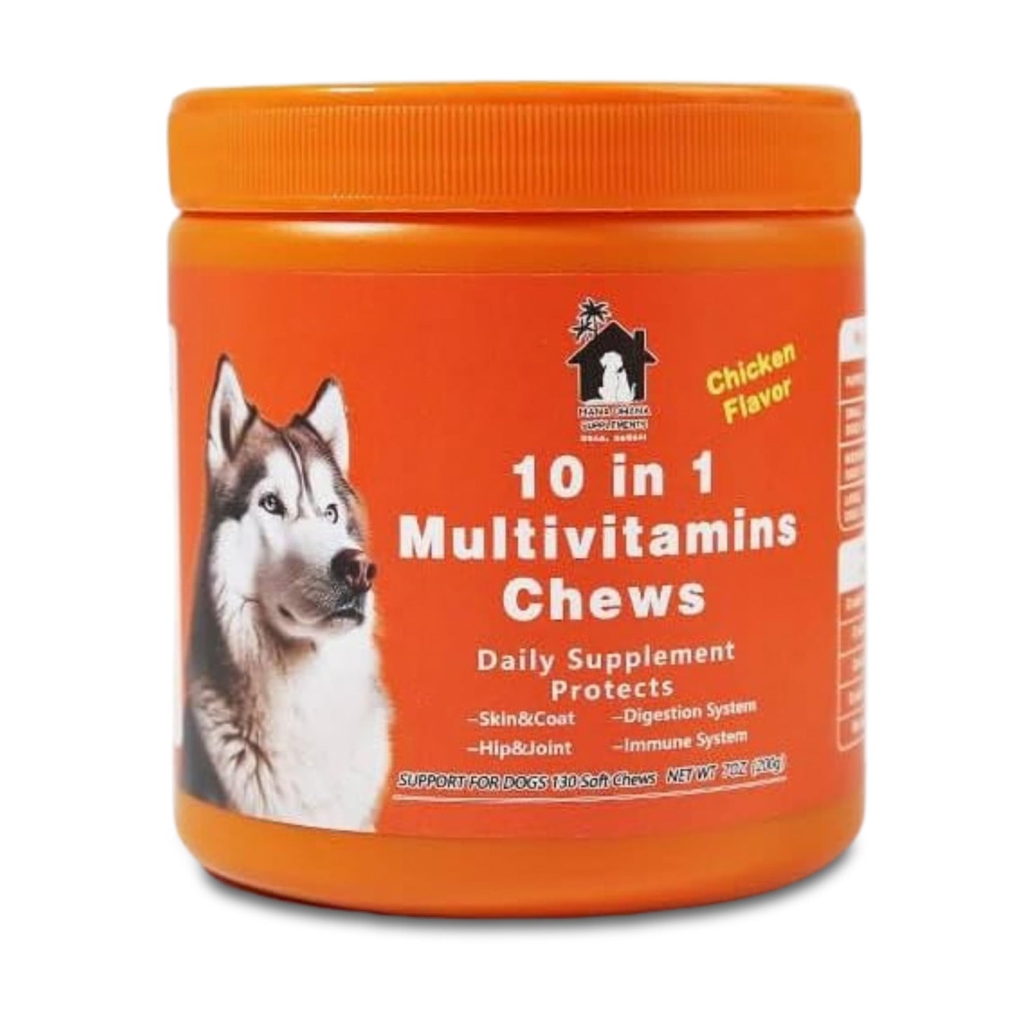 Mana Ohana 10-in-1 Multivitamin Chews for Dogs – Complete Daily Supplement for Skin, Coat, Digestion, Joints, Immunity & Overall Health – 130 Soft Chews, 7 oz – All Breeds
