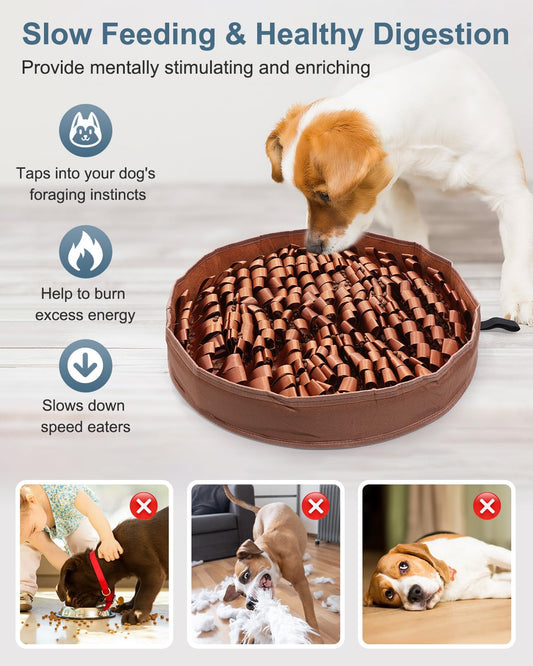 Snuffle Mat for Dogs, Dog Puzzle Mat, Interactive Dog Toys for Enrichment, Sniff Mats with Non-Slip Bottom, Suitable for Breeds and Sizes of Dogs (Brown, 20" X 20")