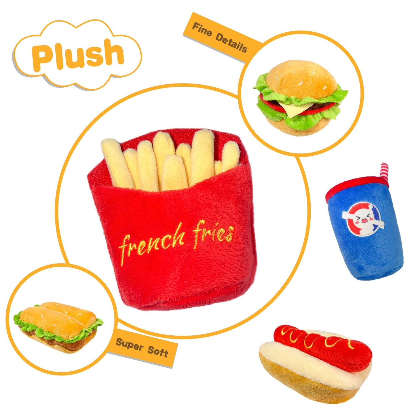 okegztoa Dog Toy Squeaky Dog Toys,Interactive Dog Toys Dog Chew Toys Stuffed Dog Teething Toys for Large Medium Small Dog,Fast Food Dog Toys Squeaky Toys Dog Toys to Keep Them Busy (Hot Dog)