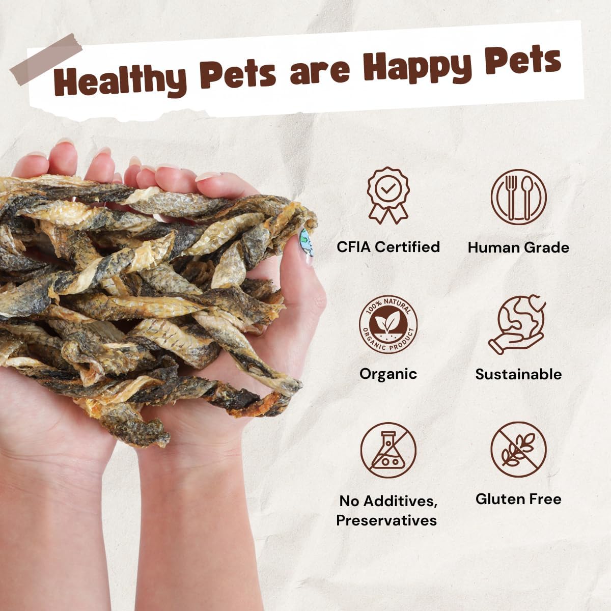 Fish Dog Treats for Small, Medium, Large Dogs | One-Ingredient Natural Organic Dog Training Treats | Human-Grade, High-Protein, Low-Fat, Omega 3, Grain-free | Satisfy Urge to Chew (1LB/16oz Bag)