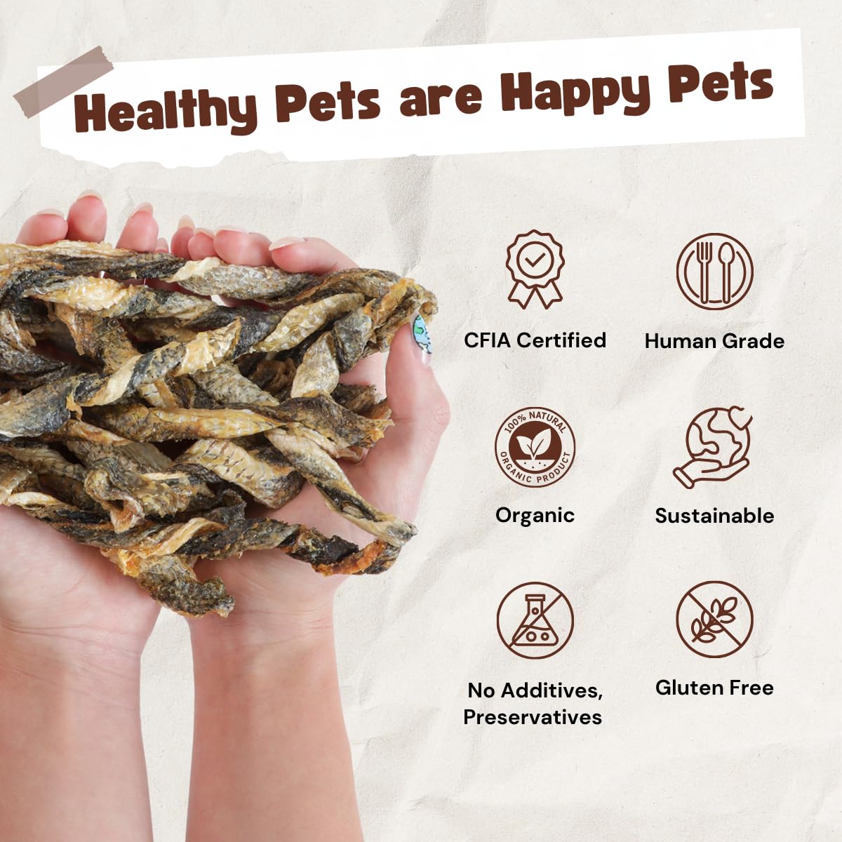 Fish Dog Treats for Small, Medium, Large Dogs | One-Ingredient Natural Organic Dog Training Treats | Human-Grade, High-Protein, Low-Fat, Omega 3, Grain-free | Satisfy Urge to Chew (1LB/16oz Bag)