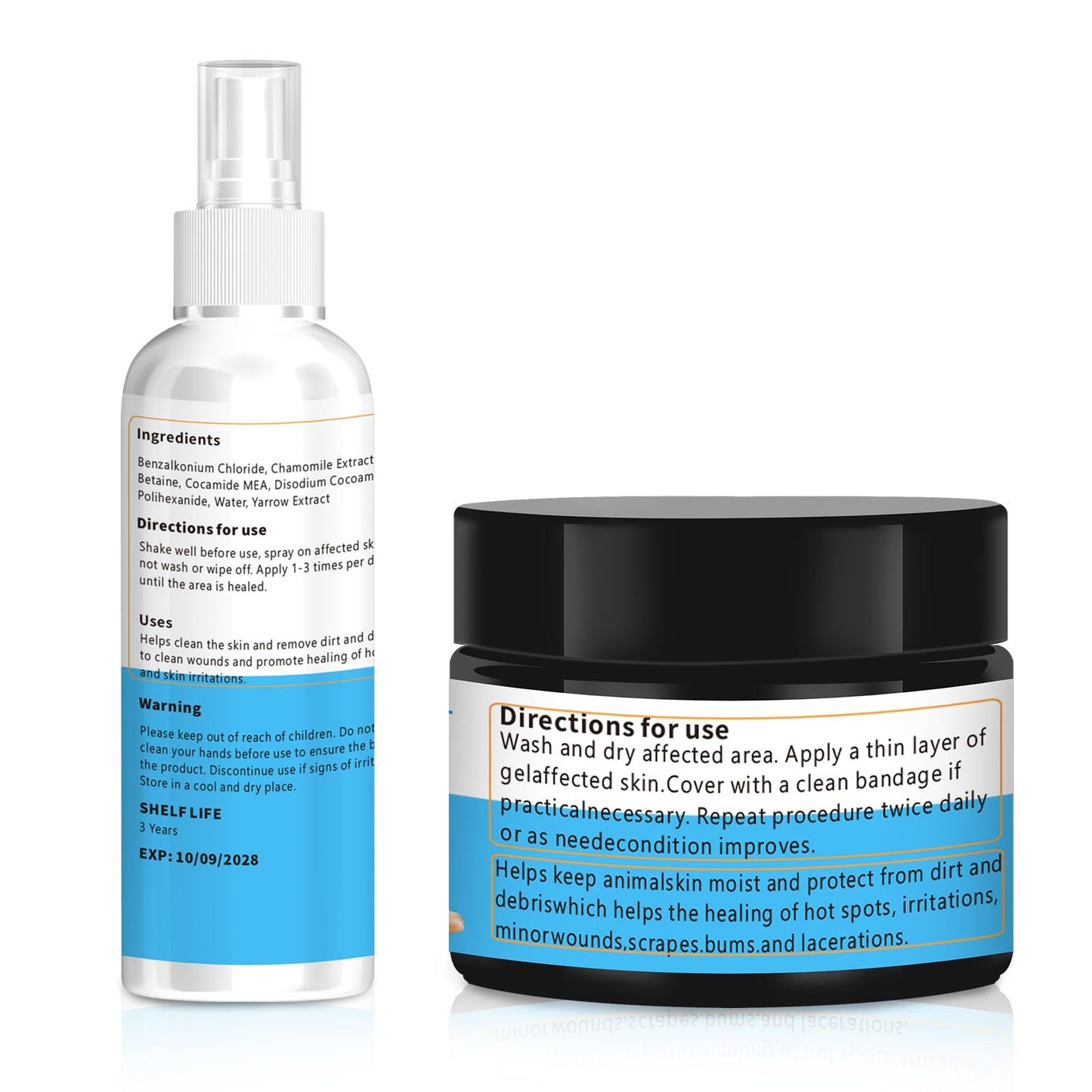 Hot Spot Treatment for Dogs and Wound Care Kit - 3 in 1 Hot Spot Spray & Gel Treatment for Dogs Cats Vet Wrap Cohesive Bandage - Hotspot Dog Wound Care for Skin Sores Safe & Non-Irritating for Pets
