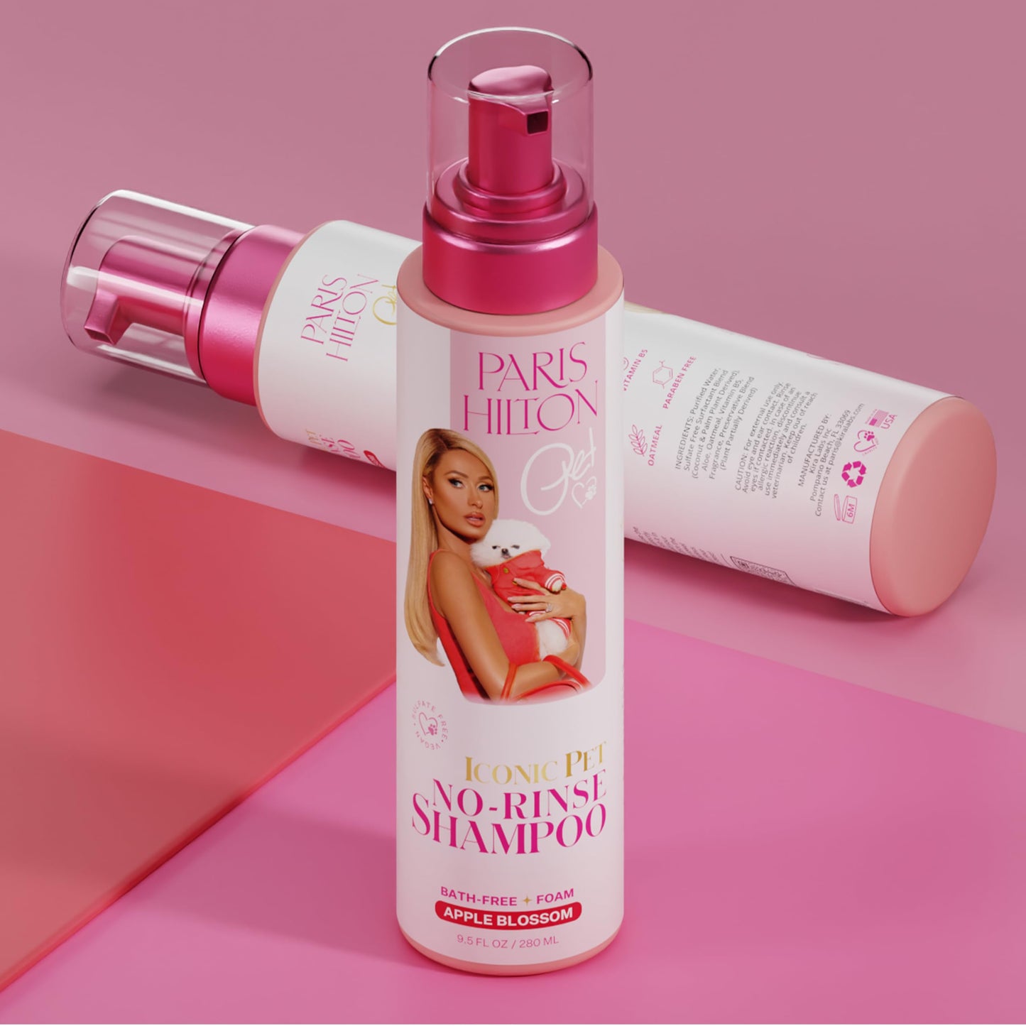 Paris Hilton Pet Iconic Apple Blossom Scent No-Rinse Dog Shampoo, Waterless Dog Wash, Hypoallergenic, 280ml – Quick Clean for Dogs, Easy Grooming, No Rinse Needed