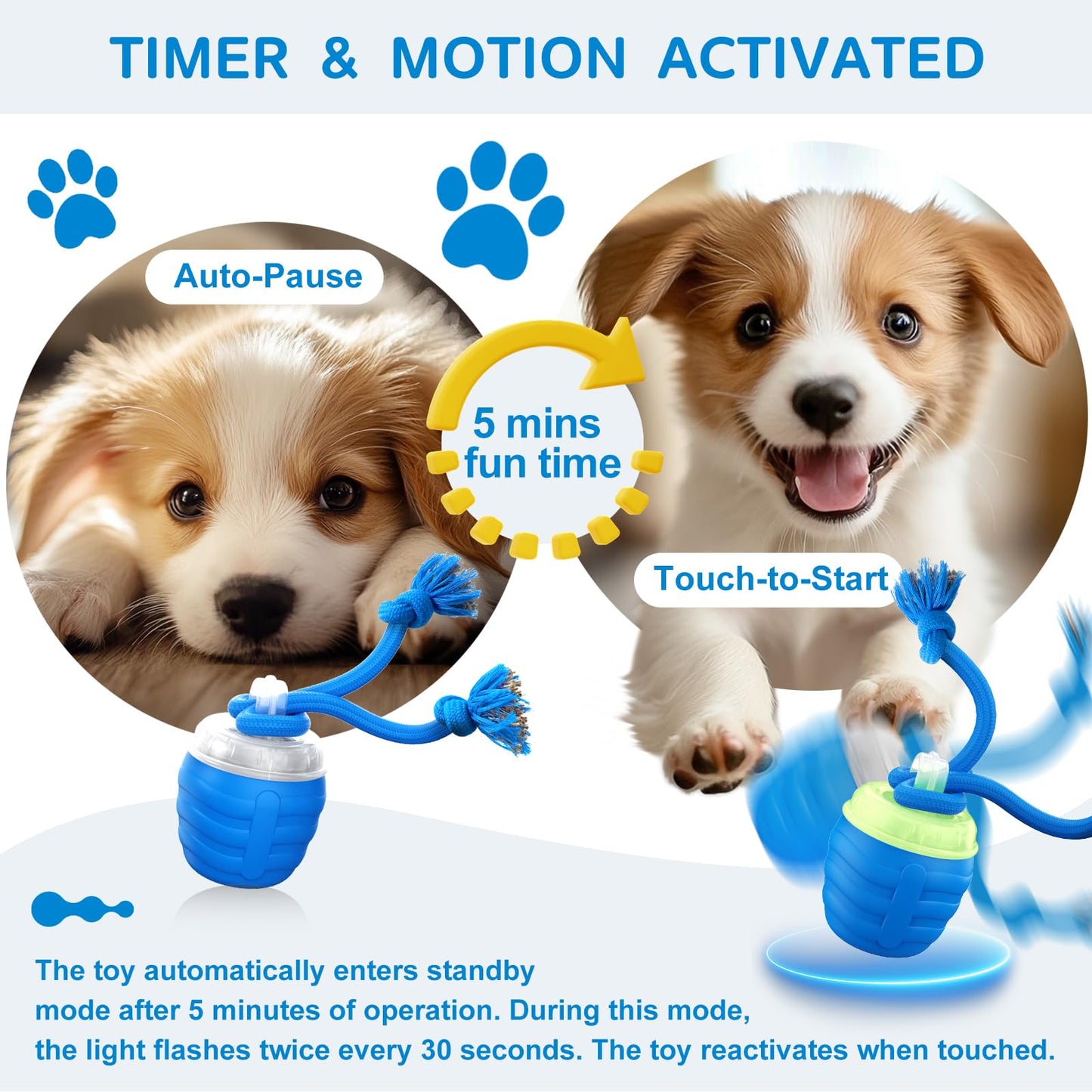 Huimpet Interactive Dog Toys, [2025 Newly Upgraded] Interactive Dog Ball for Medium/Large Dogs, Automatic Moving Dogs Toy Wicked Ball for Boredom & Training, Play Music, USB Rechargeable(Blue)