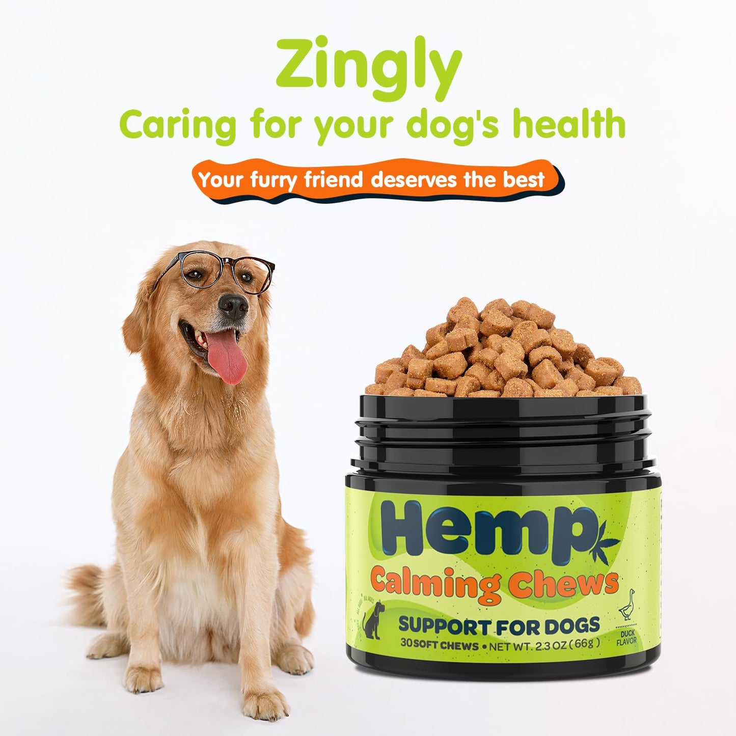 Hemp Calming Chews for Dogs Calming Treats Chews - Anxiety Relief Treats, Separation Anxiety Relief for Dogs Calming Treats Pet Calming Care Chews for Anti Anxiety Dogs, Peanut Butter, 30 Counts