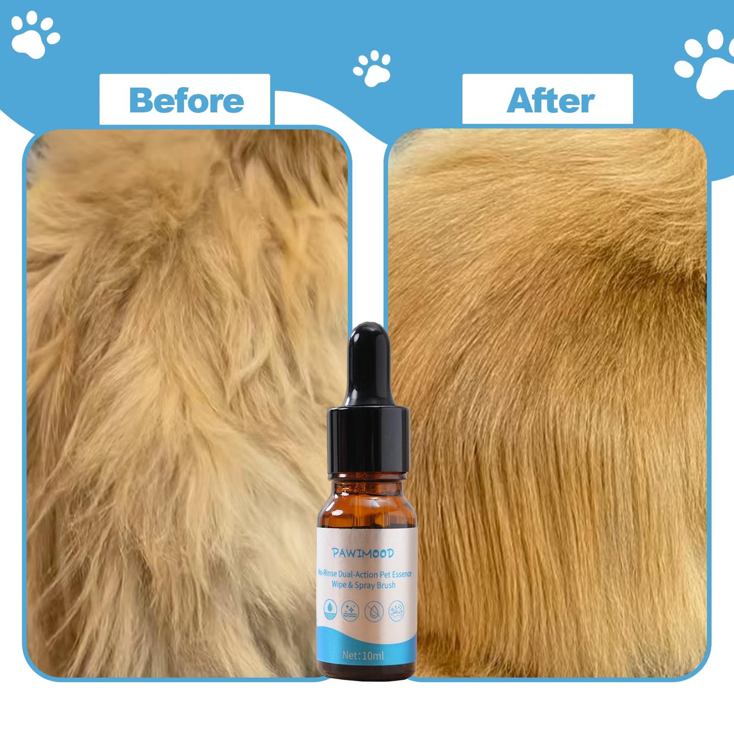 Pawimood No-Rinse Pet Shampoo & Conditioner Essence for Dogs & Cats, Dilute Before Use, for Small/Medium Pets, Soothes Skin, Hydrates Coat, Pomegranate Scent, Suitable for Pet Steam Brushes