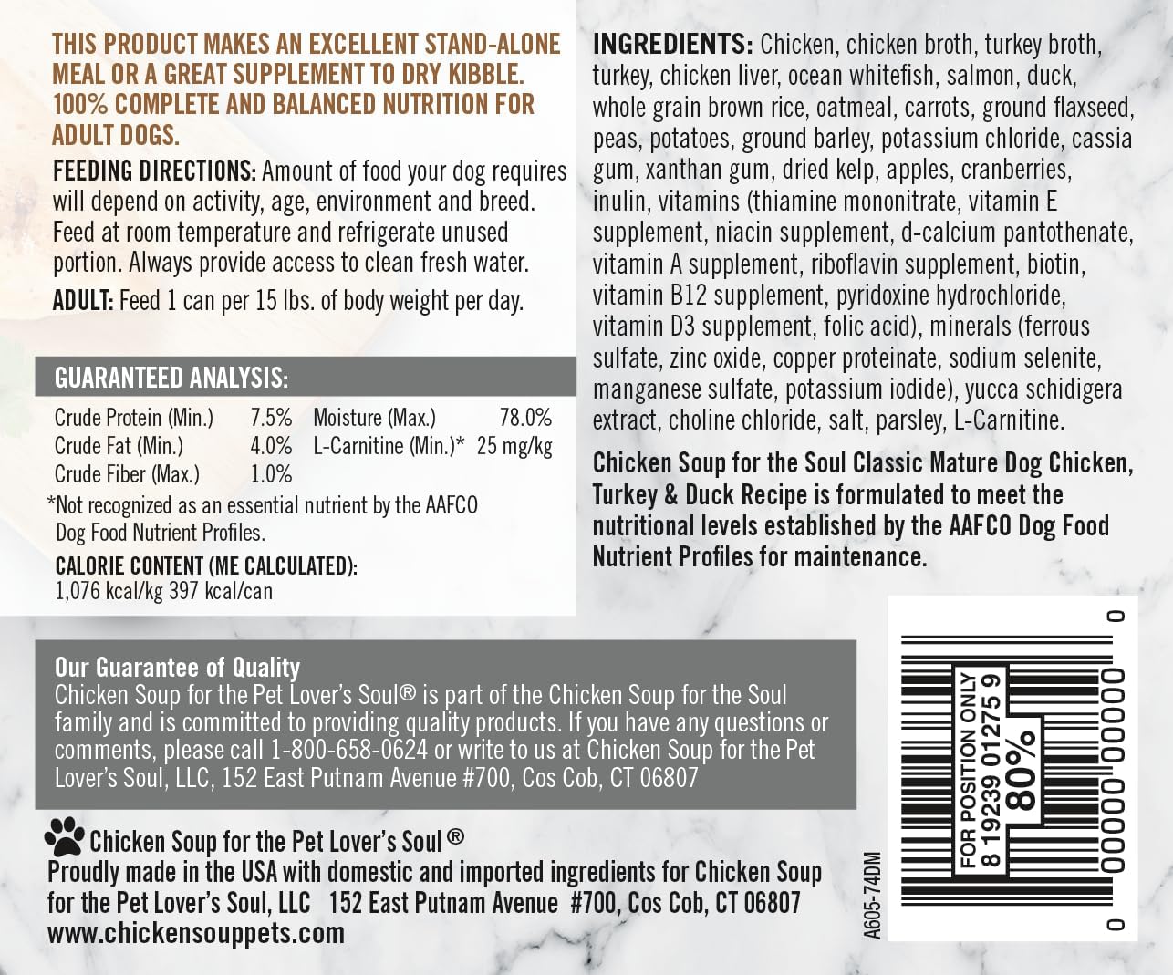 Chicken Soup for The Soul Pet Food - Classic Wet Dog FoodSoy Free, Corn Free, Wheat Free | Dry Dog Food Made with Real Ingredients No Artificial Flavors or Preservatives