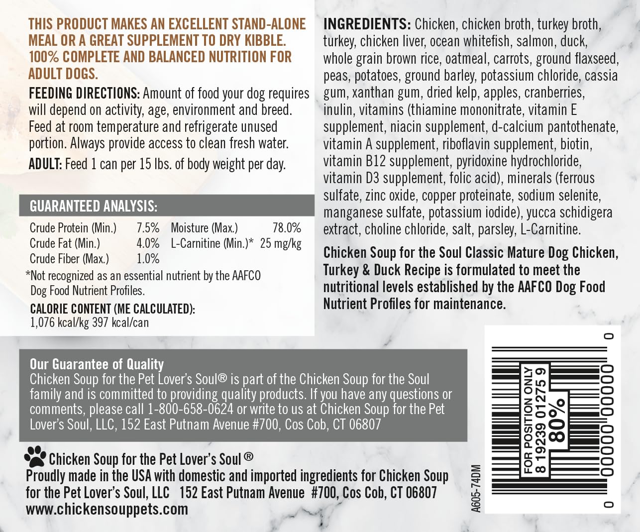 Chicken Soup for The Soul Pet Food - Classic Wet Dog FoodSoy Free, Corn Free, Wheat Free | Dry Dog Food Made with Real Ingredients No Artificial Flavors or Preservatives