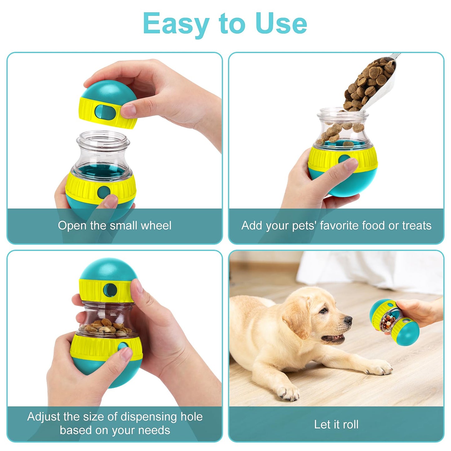 YECERCAN Dog Treat Toy, Interactive Treat Dispensing Dog Toys, Adjustable and Durable Dog Puzzle Toy for Small/Medium/Large Breed Dogs to Keep Them Busy (Green)