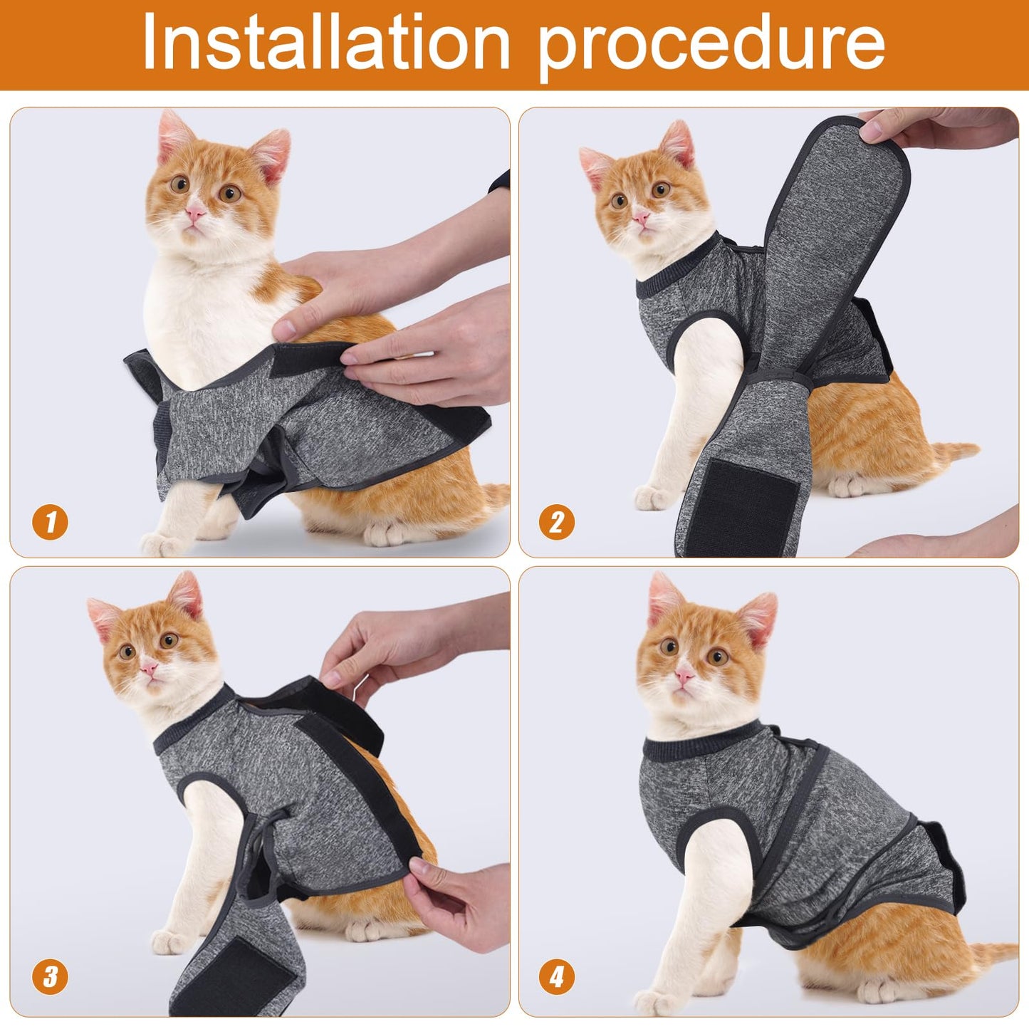 SoeKoa Cat Anxiety Jacket, Anxiety Vest for Cats, Jackets for Cats Only, Self-Adhesive Adjustable Pet Cat Calming Wrap Shirt, Calming Wrap for Pets to Relieve Stress
