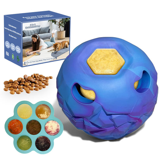 5-in-1 Dog Toy, Frozen Dog Treats to Keep Dogs Busy, Interactive Treat Dispensing Dog Toy Puzzle, Interactive Chew Toys for Puppy Small Medium Dog, Power Chewer, Durable Rubber-Easy to Clean (Small)