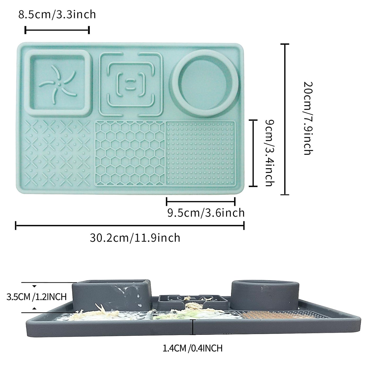 Lick Mat for Dogs, Dog Cat Licking Pad Mats for Butter Yogurt Peanut Frozen Food, Dog Slow Feeder Puzzle Bowl, Silicone Anti-Slip Pets Treats Feeding Mat for Large Dog/Puppy,(Green, 11.9"x7.9")