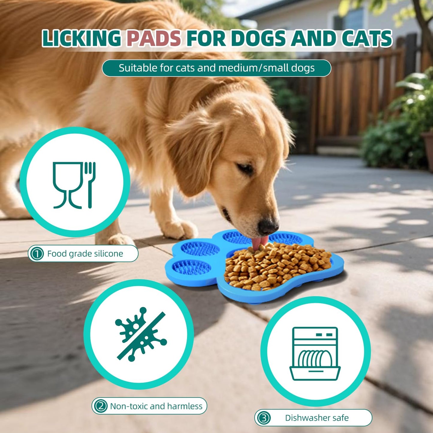 Lick Pad for Dogs Non-Slip Strong Suction Cup Fixed Soothing Toys Pet Grooming Bath Soothing Toys Anti-Anxiety Distraction Reusable Reusable Treats Can be Applied Pet Stress Relief Toys Easy to Clean