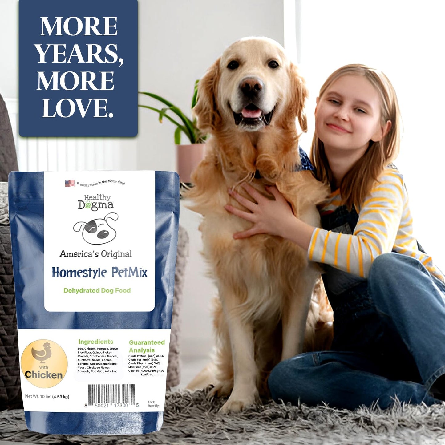 Healthy Dogma - PetMix Dehydrated Dog Food for Allergies - Grain Free, Freeze Dried, Raw, Homemade Dog Food (Chicken Dinner, 2 lbs)