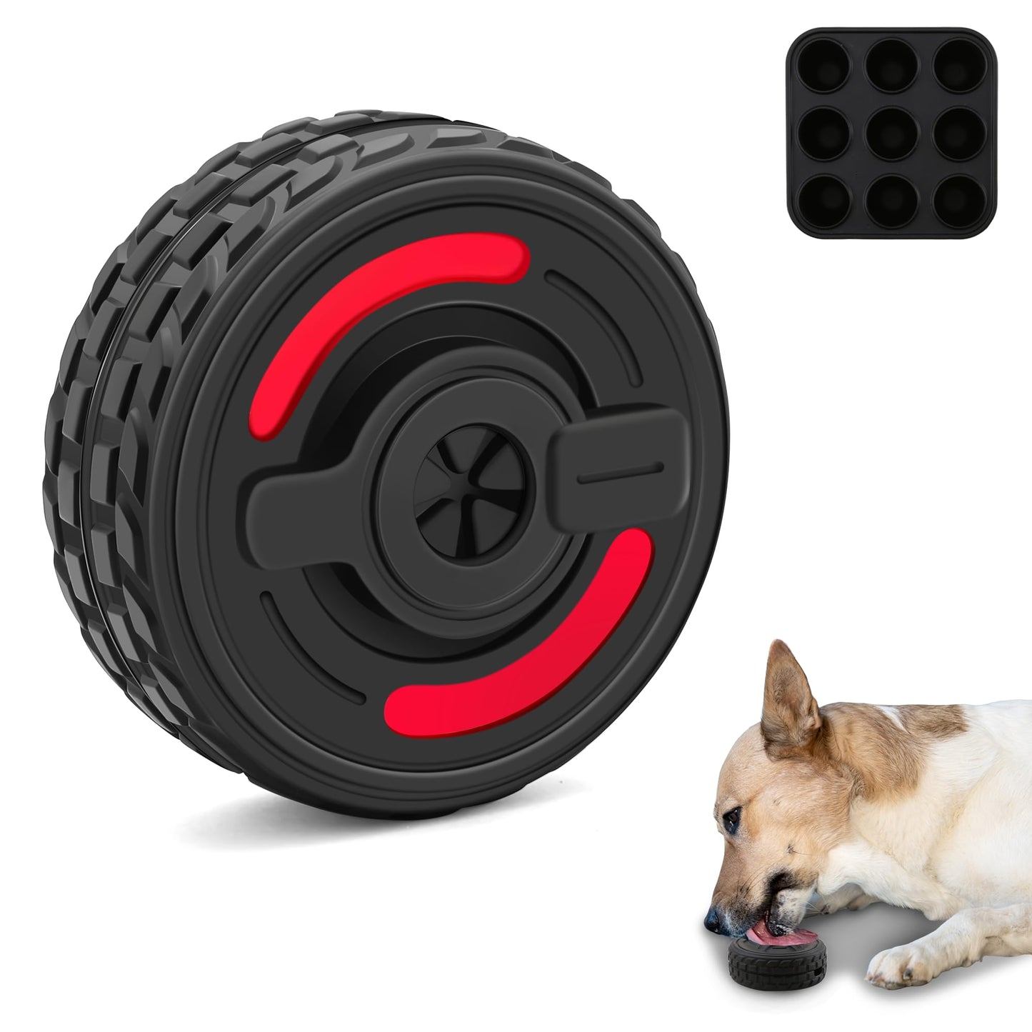 PETFROH 3-in-1 Dog Treat Toy for Aggressive Chewer, Natural Rubber Dog Puzzle, Bully Stick Holder, Frozen Treat Dispensing Toy for Small Medium Large Breeds