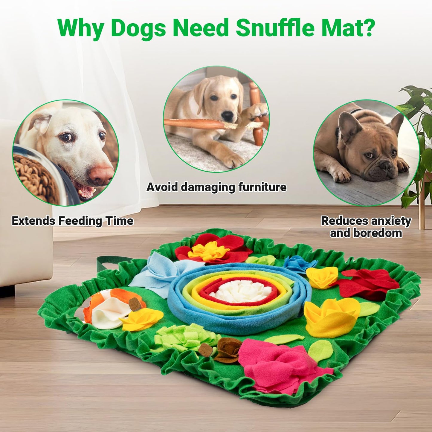 TWOPER Snuffle Mat for Dogs - Interactive Dog Toys to Keep Them Busy | Dog Puzzles Slow Feeder Bowl for Puppy Treat Lick Mat