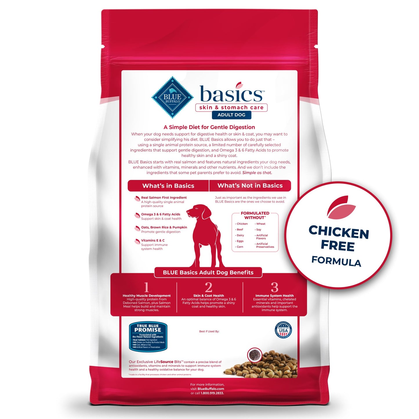 Blue Buffalo Basics Grain-Free Dry Dog Food for Adult Dogs, Limited Ingredient Diet, Salmon Recipe, 22-lb. Bag