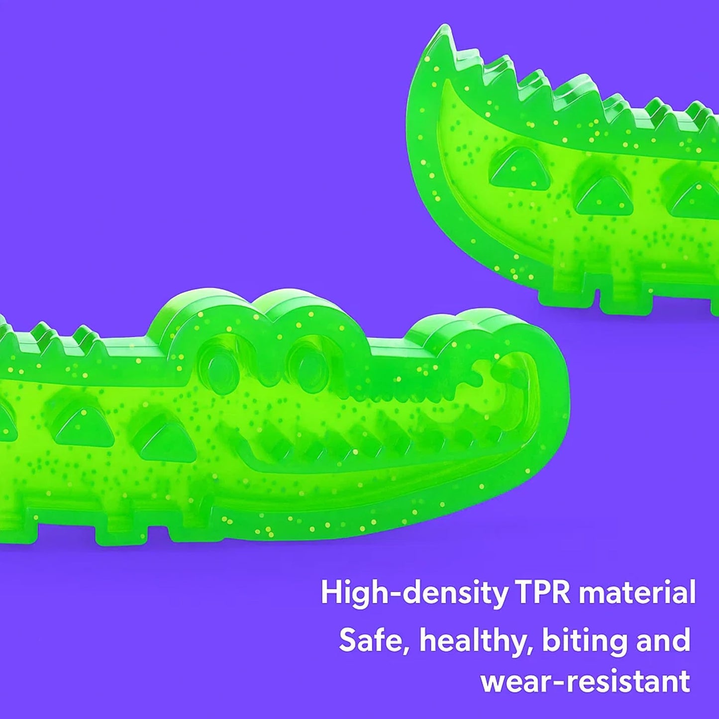 Lettuce Pets, Slow Feed Chew and Fetch Crocodile, Dog Slow Feeder Puzzle Toy, Easy to Clean Construction, Alligator Dogs Chew Toy for Large, Medium & Small Dogs Teeth Cleaning (Green, Large)