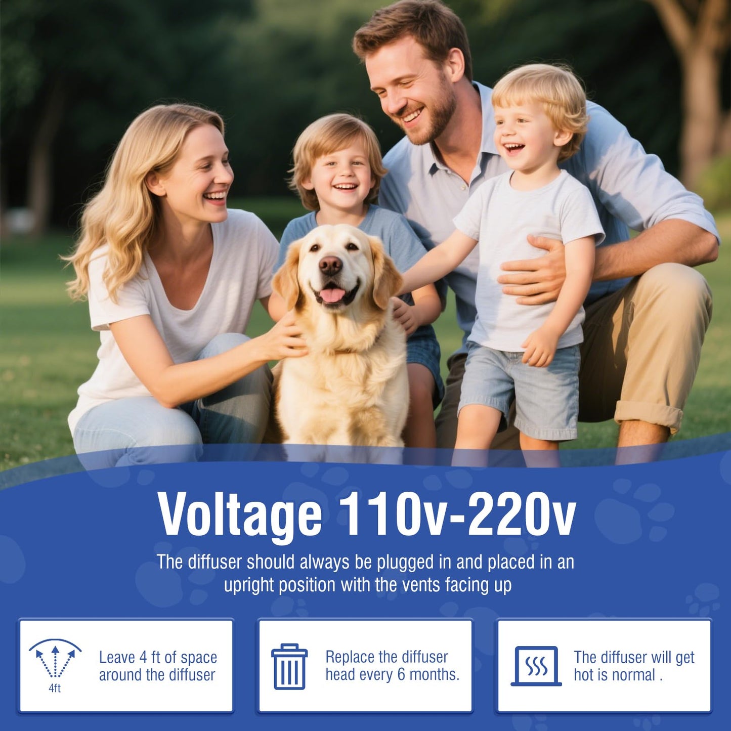 Dog Pheromone Calming Diffuser 4 In 1 Appeasing Pet Pheromones Diffuser to Calm Kit (Plug in+ 3 Pack 48ml Refill) for Anxiety Relief Reduce Barking Aggression Fighting Stress 90 Day Supply(Tasteless)