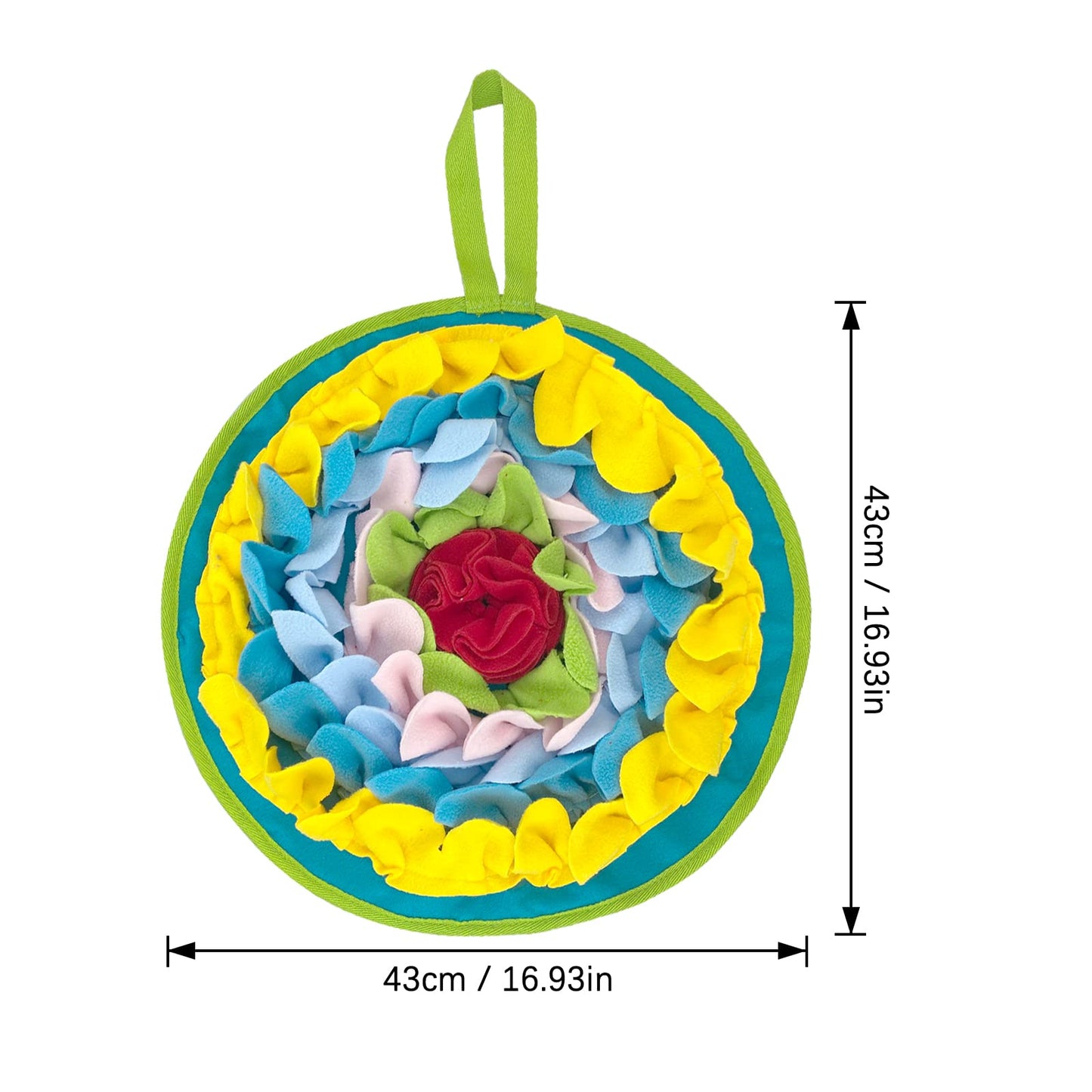 WishLotus Slip-Free Pet Snuffle Mat with Hanging Rope, Snuffle Mat for Dogs to Consume Energy and Relieve Stress, Pet Snuffle Mat for Rabbits, Hamsters, and Dogs to Improve Digestion (Dense Flowers)