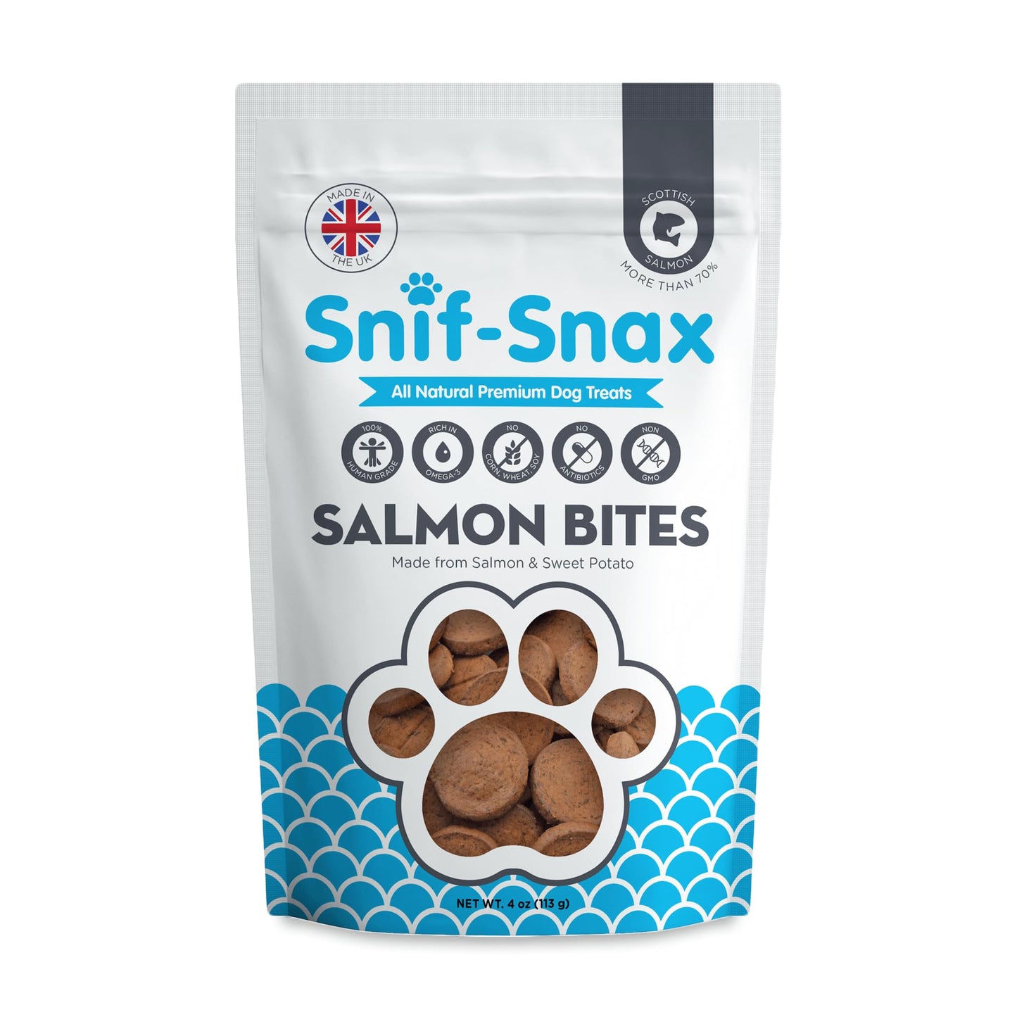 Snif-Snax Salmon Bites Dog Treats 3 Pack – All Natural, Healthy Training & Reward Treats for Dogs – Human Grade, High Protein