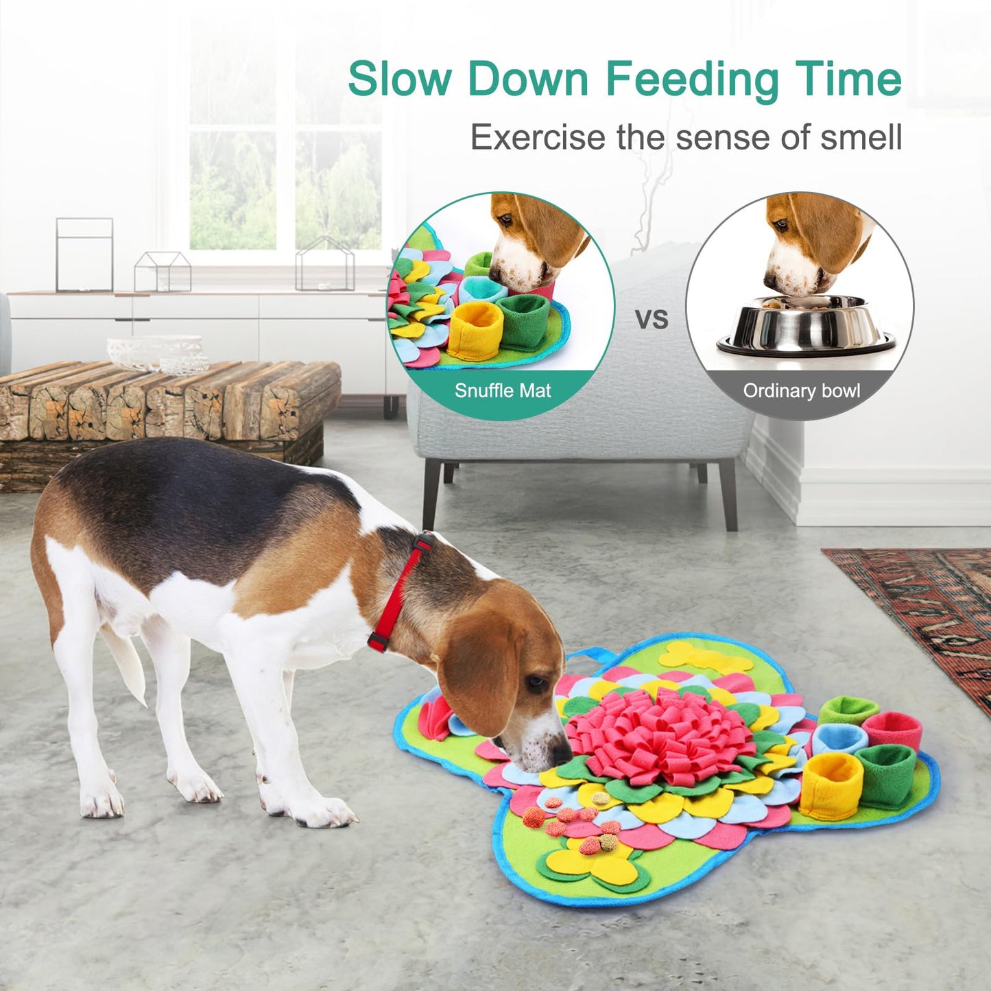 ORIA Snuffle Mat for Dogs, 20x20'' Interactive Dog Sniff Mat for Boredom, Slow Eating Keep Busy, Encourages Natural Foraging Skills, Pet Foraging Mat for Dogs Cats Rabbits